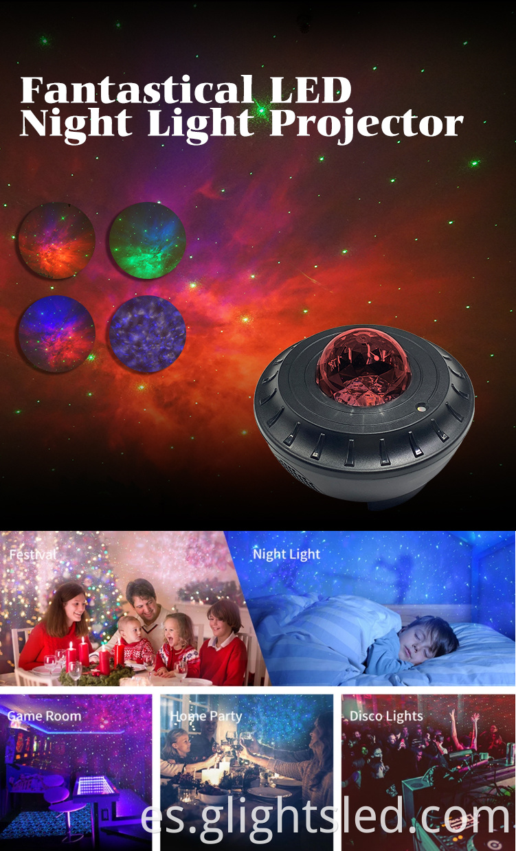 LED Bead 360 grados Room romántica Rotación de la luna navideña Star Sky Proyector Night Light